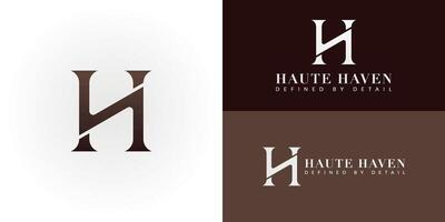 The elegant emblem showcases a stylized initial H with a unique diagonal cut, mirrored to represent HH. Created for the Fashion and Apparel sector, the logo exudes a sense of unique style and elegance vector