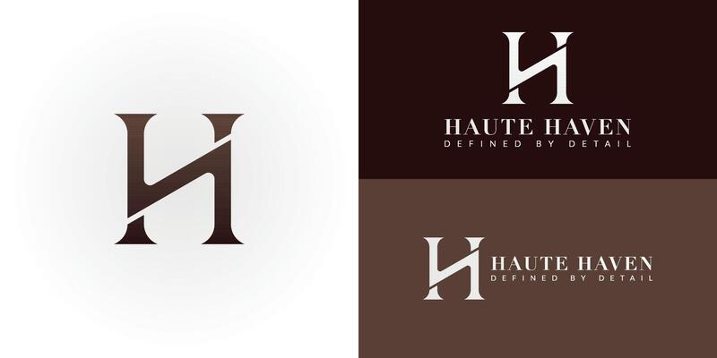 The elegant emblem showcases a stylized initial H with a unique diagonal cut, mirrored to represent HH. Created for the Fashion and Apparel sector, the logo exudes a sense of unique style and elegance
