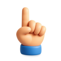 3d icon of hand pointing up for highlighting, ideas, alerts, instruction or direction in business and digital applications png