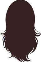 Silhouette of long wavy hair in dark brown color with smooth flow minimal flat design illustration vector