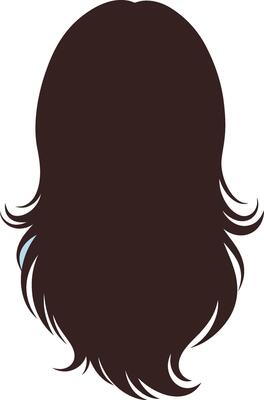Silhouette of long wavy hair in dark brown color with smooth flow minimal flat design illustration
