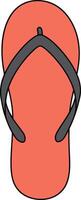 Single orange flip flop sandal with black straps in minimal flat design isolated on white background illustration vector