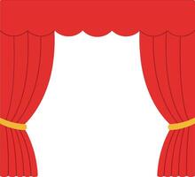 Red theater curtains with golden tiebacks in flat design style framing empty space for performance illustration vector