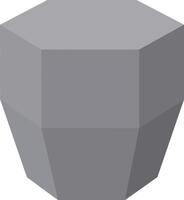 Geometric gray octagonal 3D shape with flat shading and minimalist style illustration vector