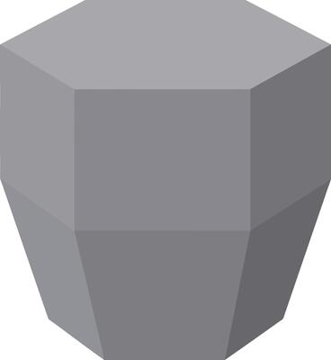 Geometric gray octagonal 3D shape with flat shading and minimalist style illustration