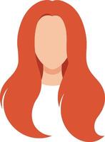 Red haired faceless woman with long flowing hair in minimal flat style illustration vector