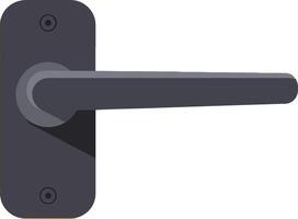 Modern black metal door handle with rectangular base plate flat design simple minimal illustration vector