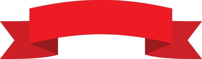 Red ribbon banner with folded ends flat design simple decorative element illustration vector