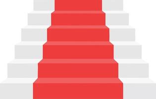White staircase with red carpet runner in simple flat design style illustration vector