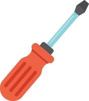 Flat style red handle screwdriver with metal shaft and black tip isolated on white background illustration vector