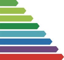 Colorful horizontal arrow bars in gradient shades ascending from green to red flat design illustration vector