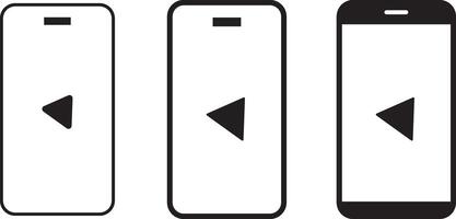 mobile phone screen with play button icon set. Smartphone with a blank screen .mobile phone in front of wireless speaker on white background vector