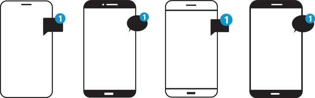 smartphone icons set. Set of mobile phones with message icons. Device tilt with arrows. 10 Eps. vector