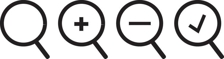 search icon with simple design. Magnifying glass simple icon collection. icon Black and white outline vector