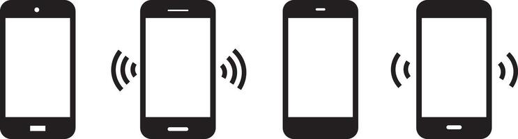 Ringing mobile icon set vactor. Telephone call sign. Mobile icon set in black. Smartphone ringing symbol on Transparent symbol vector