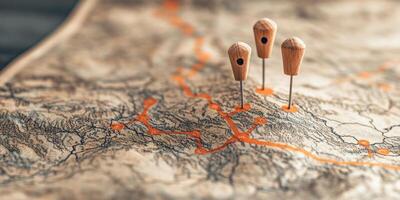 Exploring hiking routes on a detailed map for an unforgettable adventure camping trip photo