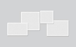 Four photo frames on white background. empty photo frames compositions vector