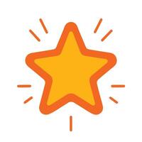 High quality bright yellow star icon with bold orange outline on white background for web and graphic use vector