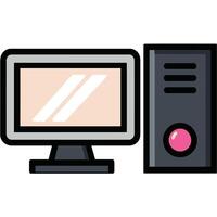 simple flat style illustration of a minimalist desktop computer setup with monitor and CPU vector