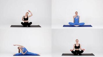 Four diverse athletic poses highlight an individual's commitment to fitness and flexibility training. video