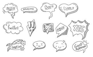 Collection of Speech Bubbles with Various Greetings and Exclamations vector