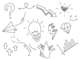 Various Doodle Symbols Representing Concepts and Business Strategies vector