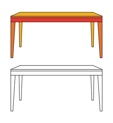 Illustration table retro with blank background