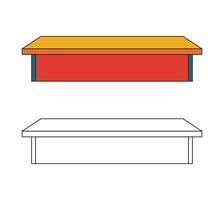 Illustration table with line art retro vector
