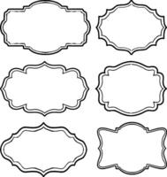 A set of six black and white frames for a label vector