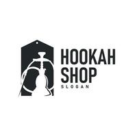 Old retro vintage design hookah logo shisha bar concept simple minimalist retro symbol brand bar, restaurant, shop, and business brand vector