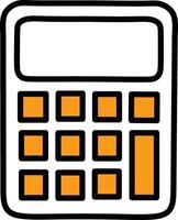 Flat Design Cute Calculator Icon in Orange Color Educational Math Tool vector