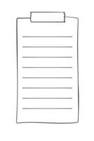 Hand drawn memo paper sheet, reminder, to do list template, sticky tape. Bullet journal elements in line art doodle style. vector