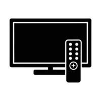 Black silhouette icon of a television or monitor screen. Ideal for electronics, media, entertainment, smart devices, and technology UI or home setup illustrations. vector