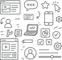 User Interface UI Doodle Icons Set vector