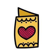 A heart shaped envelope with a red ribbon vector