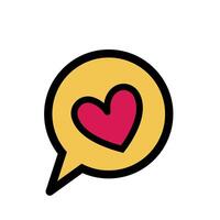 A yellow speech bubble with a heart in it vector