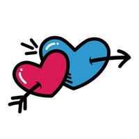 Two hearts with arrows pointing to each other vector