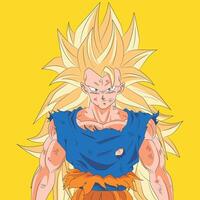 Epic Drawing of Goku SSJ3 with Combat Damage and Torn Outfit vector