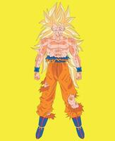 Goku SSJ 3 Wounded Warrior in Full Color vector