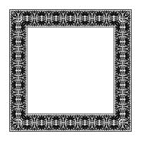Beautiful Greek Black and white square frame arabesque. Plate with lace design. Vintage, ethnic frame with arabesques. Pattern frame for square surfaces, textiles, embroidery, porcelain. vector