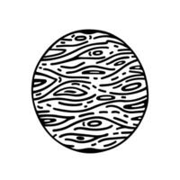 Mars icon. Hand drawn planet of solar system. Space object with detailed surface, craters. Symbol of astronomy, astrology, galaxy. Black and white doodle, isolated clipart. Simple sketch vector