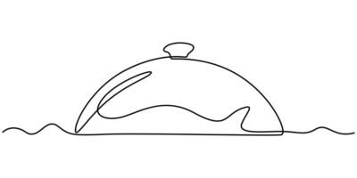 Continuous Line Drawing of Serving Icon. Hand Drawn Symbol vector