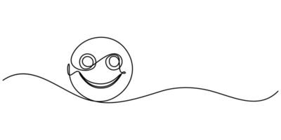 Continuous Line Drawing of Happy and Healthy Icon Hand Drawn Symbol Illustration vector