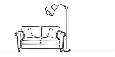 Continuous Line Drawing of Interior Design Icon. Hand Drawn Symbol vector