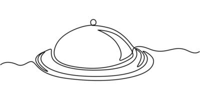 Catering dish serving icon continuous one line drawing on the white background vector