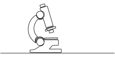 Continuous Line Drawing of microscope Icon Hand Drawn Symbol Illustration. vector