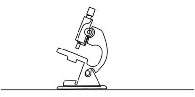 Continuous one line drawing of medical microscope laboratory vector