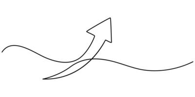 Black arrow icon line continuous drawing, Single line cursor arrow icon vector