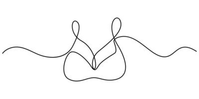 Continuous simple single one line drawing of push up bra icon in silhouette vector