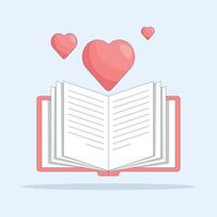 world book day concept. open book with heart. love and enjoy reading books. favorite and like. symbol or icon. minimalist style illustration design element vector
